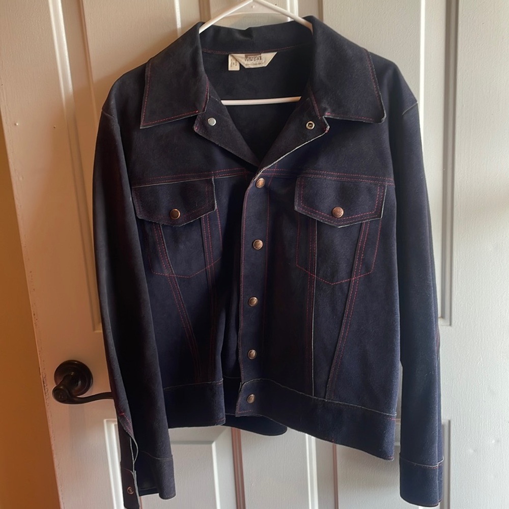 Vintage Women's Dark Blue Suede Jacket 1970’s “Montgomery Wards”